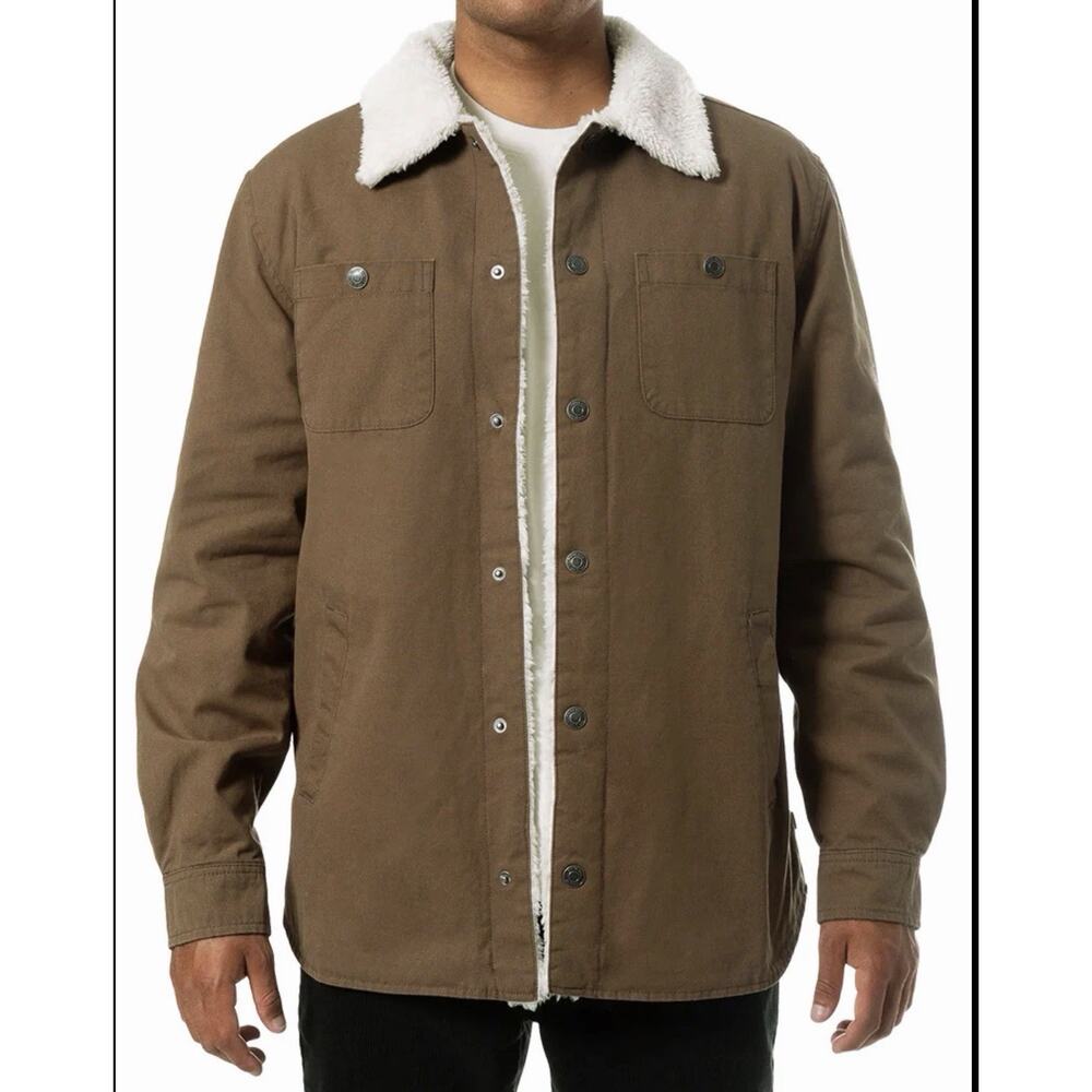Katin Wayne Jacket Men's XXL Coffee Brown Sherpa Lined Snap Front w Pockets